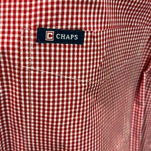 Chaps • Mens Short Sleeve • EZ Easy Care Shirt • Prof Laundered w/Med Starch•EUC